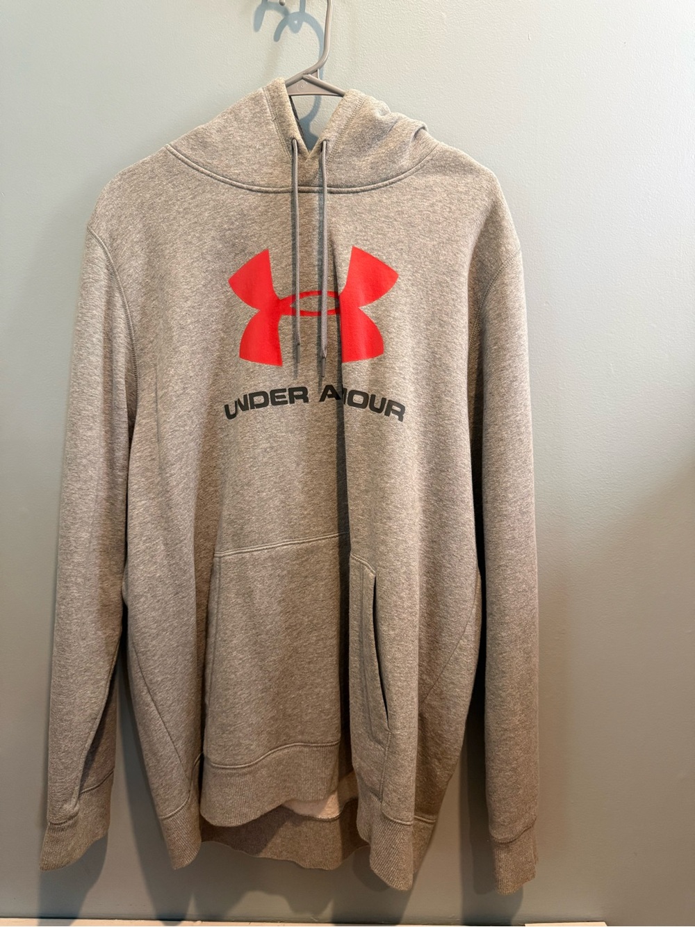 Under Armour Gray Pullover Hoodie with Red Logo
